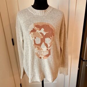 Skull Cashmere Tan Skull Crewneck Sweater Small Neutral Cashmere Blend